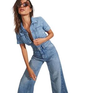 Afends Sky Blue Denim Overalls